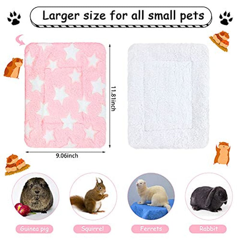 4 Pieces Rabbit Guinea Pig Bed Mats Soft Plush Bunny Pad Mats Small Animal Winter Sleep Bedding Mat for Bunny Hamster Guinea Pig Squirrel Hedgehog Chinchilla Rabbit Accessories (Big Star) Animals & Pet Supplies > Pet Supplies > Small Animal Supplies > Small Animal Bedding Jetec   