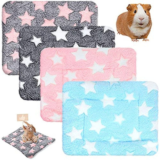 4 Pieces Rabbit Guinea Pig Bed Mats Soft Plush Bunny Pad Mats Small Animal Winter Sleep Bedding Mat for Bunny Hamster Guinea Pig Squirrel Hedgehog Chinchilla Rabbit Accessories (Big Star) Animals & Pet Supplies > Pet Supplies > Small Animal Supplies > Small Animal Bedding Jetec   