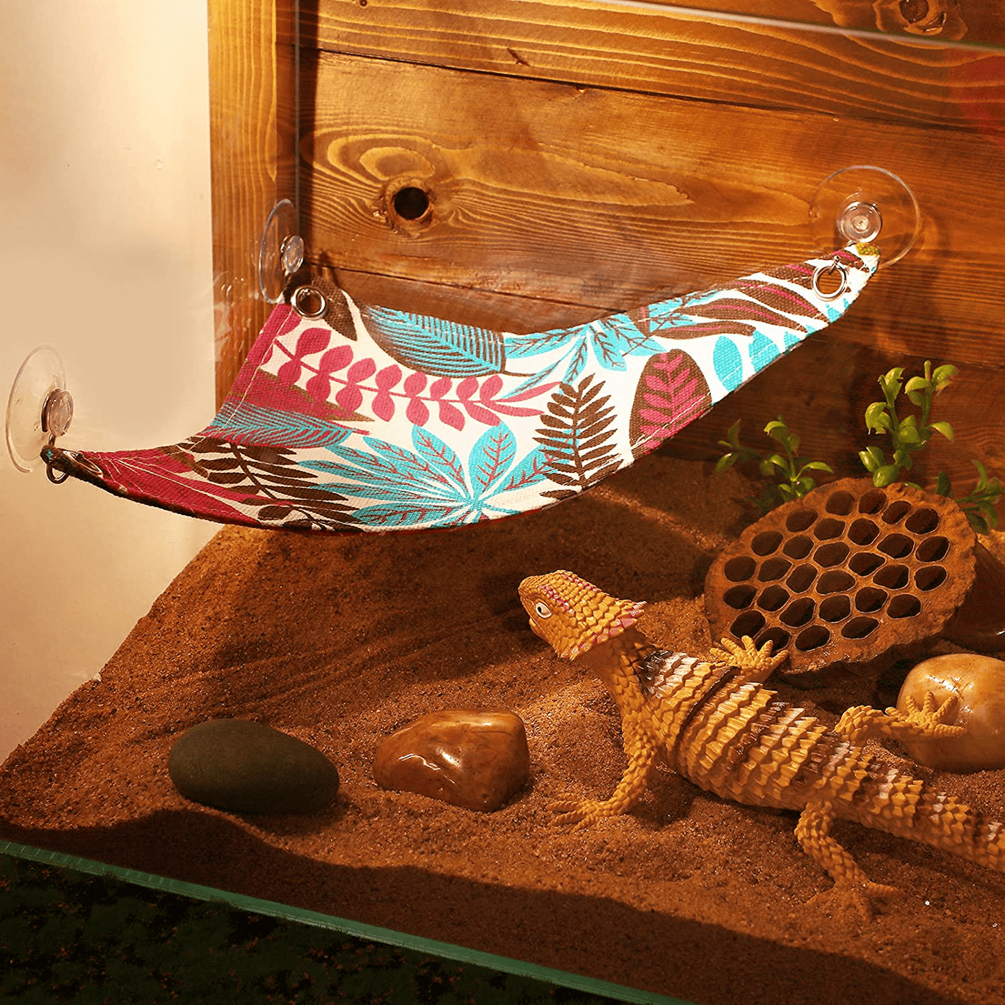 4 Pieces Reptile Hammock Lizard Hammock with 6 Hook, Reptile Reclining Chair Accessories for Gecko Lizard Snake and Other Small Animal Habitat Decoration Animals & Pet Supplies > Pet Supplies > Small Animal Supplies > Small Animal Habitat Accessories Jetec   
