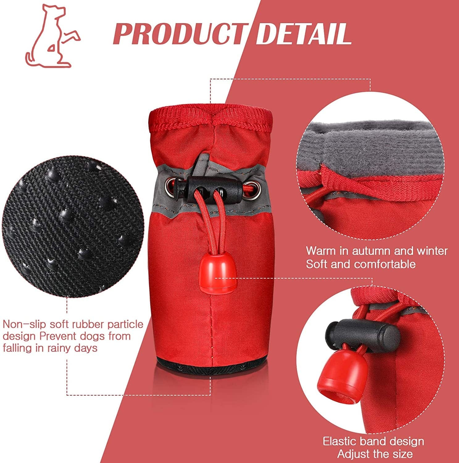 4 Sets Waterproof Dog Shoes Rain Snow Dog Booties Breathable Paw Protector Anti-Slip Dog Sock Shoes Soft Soled Dog Boots with Adjustable Drawstring for Dog (Red, Black, Yellow, Orange, Medium) Animals & Pet Supplies > Pet Supplies > Dog Supplies > Dog Apparel Weewooday   