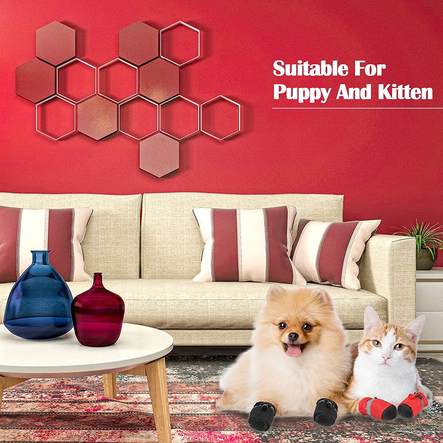 4 Sets Waterproof Dog Shoes Rain Snow Dog Booties Breathable Paw Protector Anti-Slip Dog Sock Shoes Soft Soled Dog Boots with Adjustable Drawstring for Dog (Red, Black, Yellow, Orange, Medium) Animals & Pet Supplies > Pet Supplies > Dog Supplies > Dog Apparel Weewooday   