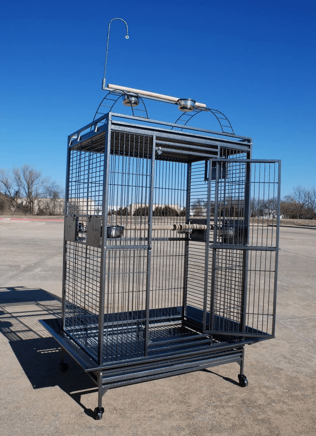 4 Size, Castle Playtop Parrot Cage for Large Macaws Cockatoos African Grey Amazon Animals & Pet Supplies > Pet Supplies > Bird Supplies > Bird Cage Accessories Mcage 32"L x 23"W x 66"H BlackVein  