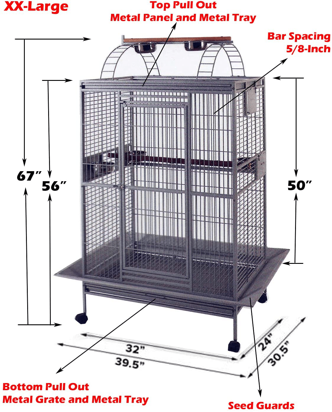 4 Size, Castle Playtop Parrot Cage for Large Macaws Cockatoos African Grey Amazon Animals & Pet Supplies > Pet Supplies > Bird Supplies > Bird Cage Accessories Mcage   