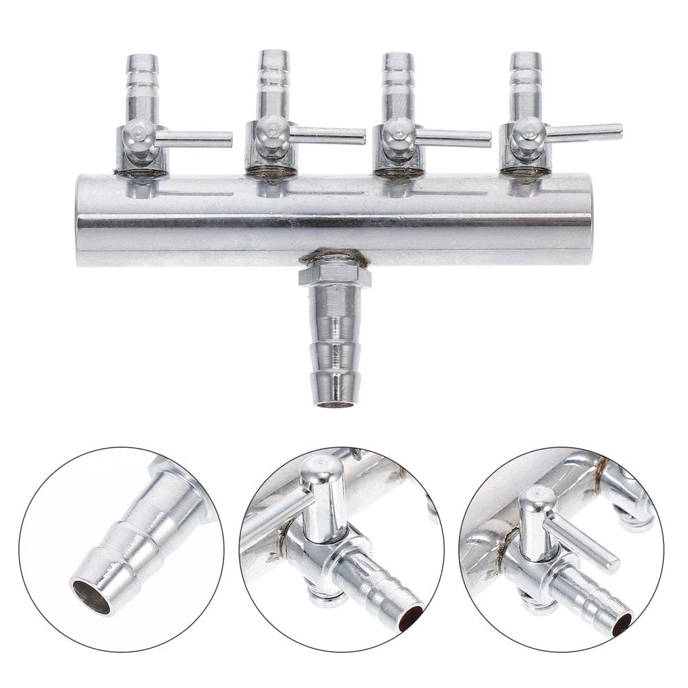 4 Ways 8 to 4MM Stainless Steel Aquarium Outlet Inline Air Pump Flow Lever Control Manifold Splitter Switch Tap Oxygen Tube Distr Animals & Pet Supplies > Pet Supplies > Fish Supplies > Aquarium & Pond Tubing FRCOLOR   