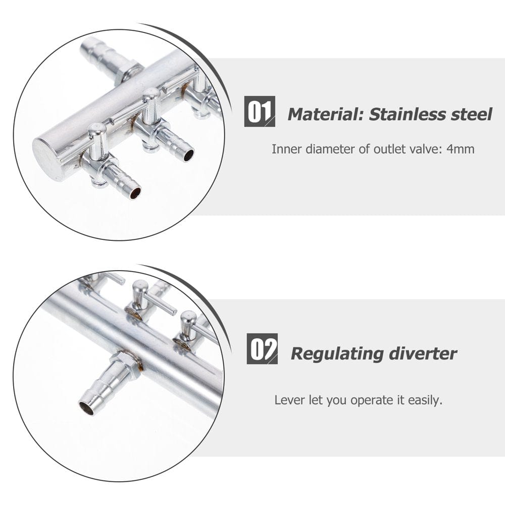 4 Ways 8 to 4MM Stainless Steel Aquarium Outlet Inline Air Pump Flow Lever Control Manifold Splitter Switch Tap Oxygen Tube Distr Animals & Pet Supplies > Pet Supplies > Fish Supplies > Aquarium & Pond Tubing FRCOLOR   