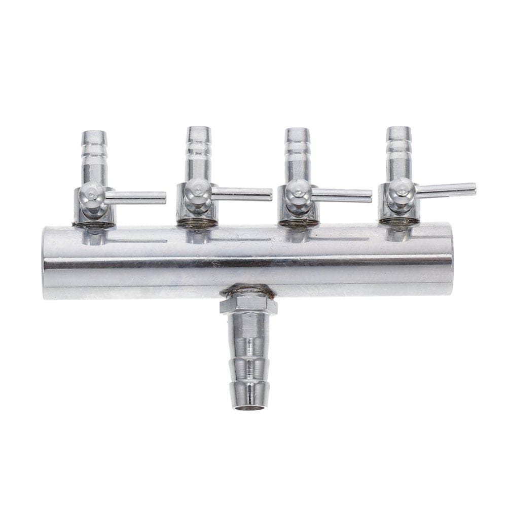 4 Ways 8 to 4MM Stainless Steel Aquarium Outlet Inline Air Pump Flow Lever Control Manifold Splitter Switch Tap Oxygen Tube Distr