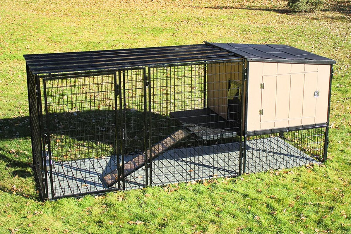 4' X 4' K9 Kennel Castle House with 4' X 8' Run with Metal Cover-Complete