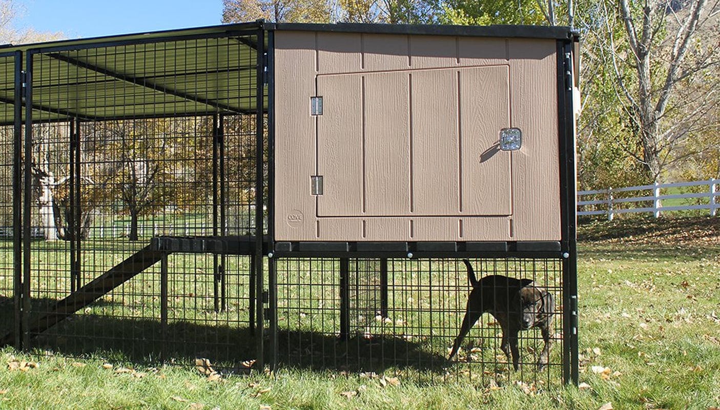 4' X 4' K9 Kennel Castle House with 4' X 8' Run with Metal Cover-Complete