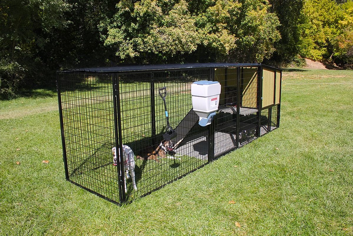 4' X 4' K9 Kennel Castle House with 7' Tall 4' X 16' Run-Metal Cover-Ultimate Animals & Pet Supplies > Pet Supplies > Dog Supplies > Dog Kennels & Runs Cove Products   