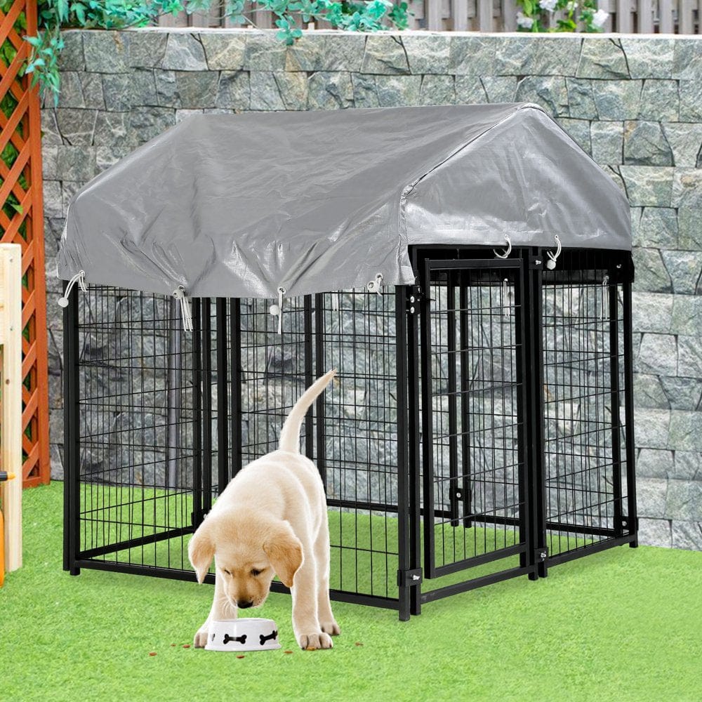 4 X 4 X 4.4 Ft Heavy Duty Large Dog Kennel Outside, Outdoor Dog Pen for outside with UV Protection Waterproof Cover and Roof Metal Welded Dog Crate 6Ft Tall Dog Playpen House for Large Dogs Animals & Pet Supplies > Pet Supplies > Dog Supplies > Dog Kennels & Runs YRLLENSDAN   