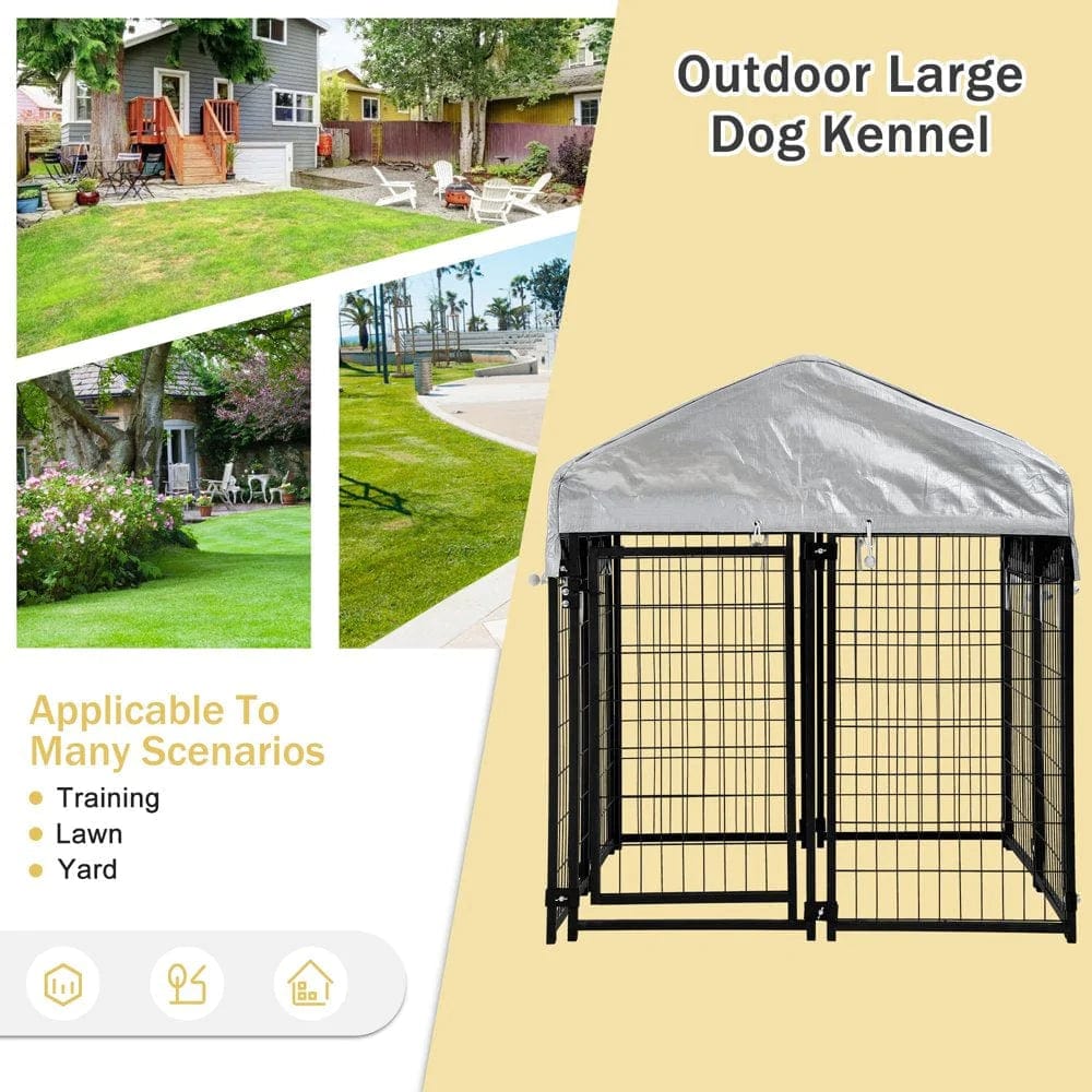 4 X 4 X 4.4 Ft Heavy Duty Large Dog Kennel Outside, Outdoor Dog Pen for outside with UV Protection Waterproof Cover and Roof Metal Welded Dog Crate 6Ft Tall Dog Playpen House for Large Dogs Animals & Pet Supplies > Pet Supplies > Dog Supplies > Dog Kennels & Runs YRLLENSDAN   
