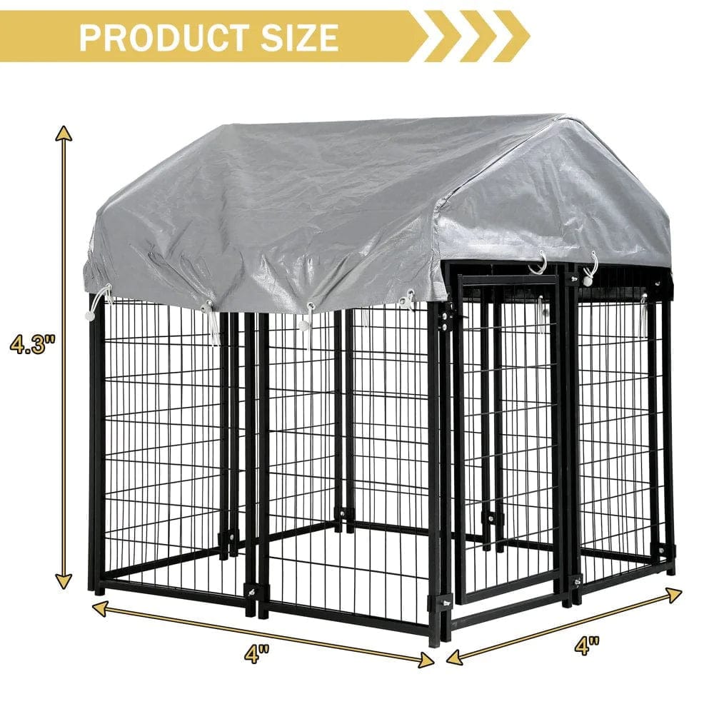 4 X 4 X 4.4 Ft Heavy Duty Large Dog Kennel Outside, Outdoor Dog Pen for outside with UV Protection Waterproof Cover and Roof Metal Welded Dog Crate 6Ft Tall Dog Playpen House for Large Dogs Animals & Pet Supplies > Pet Supplies > Dog Supplies > Dog Kennels & Runs YRLLENSDAN   