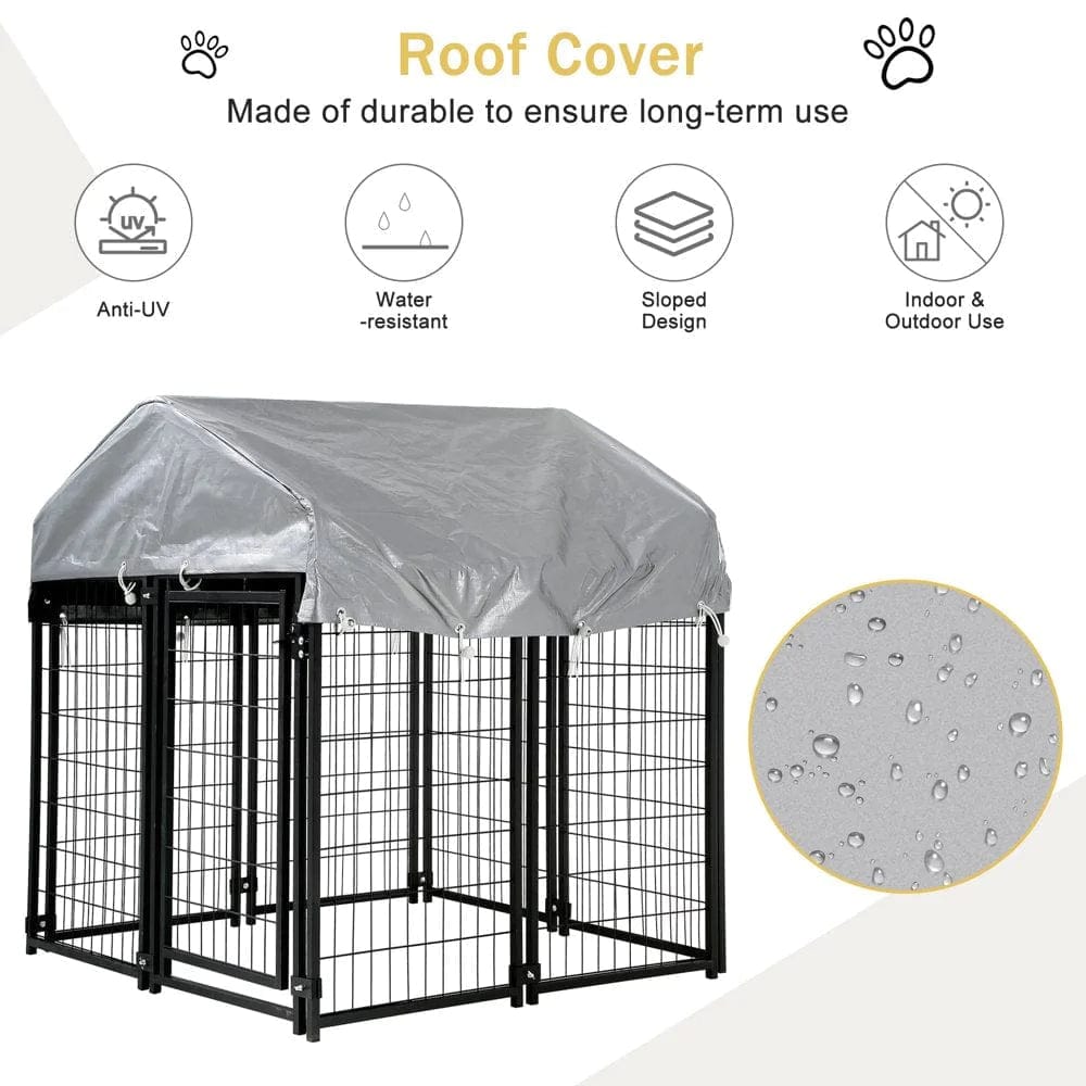 4 X 4 X 4.4 Ft Heavy Duty Large Dog Kennel Outside, Outdoor Dog Pen for outside with UV Protection Waterproof Cover and Roof Metal Welded Dog Crate 6Ft Tall Dog Playpen House for Large Dogs Animals & Pet Supplies > Pet Supplies > Dog Supplies > Dog Kennels & Runs YRLLENSDAN   