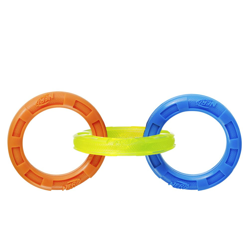 Nerf Dog Rubber 3-Ring Tuff Tug Dog Toy for Medium/Large Dogs, Lightweight Tug & Chew Toy, 10.5” Animals & Pet Supplies > Pet Supplies > Dog Supplies > Dog Toys Gramercy Products   