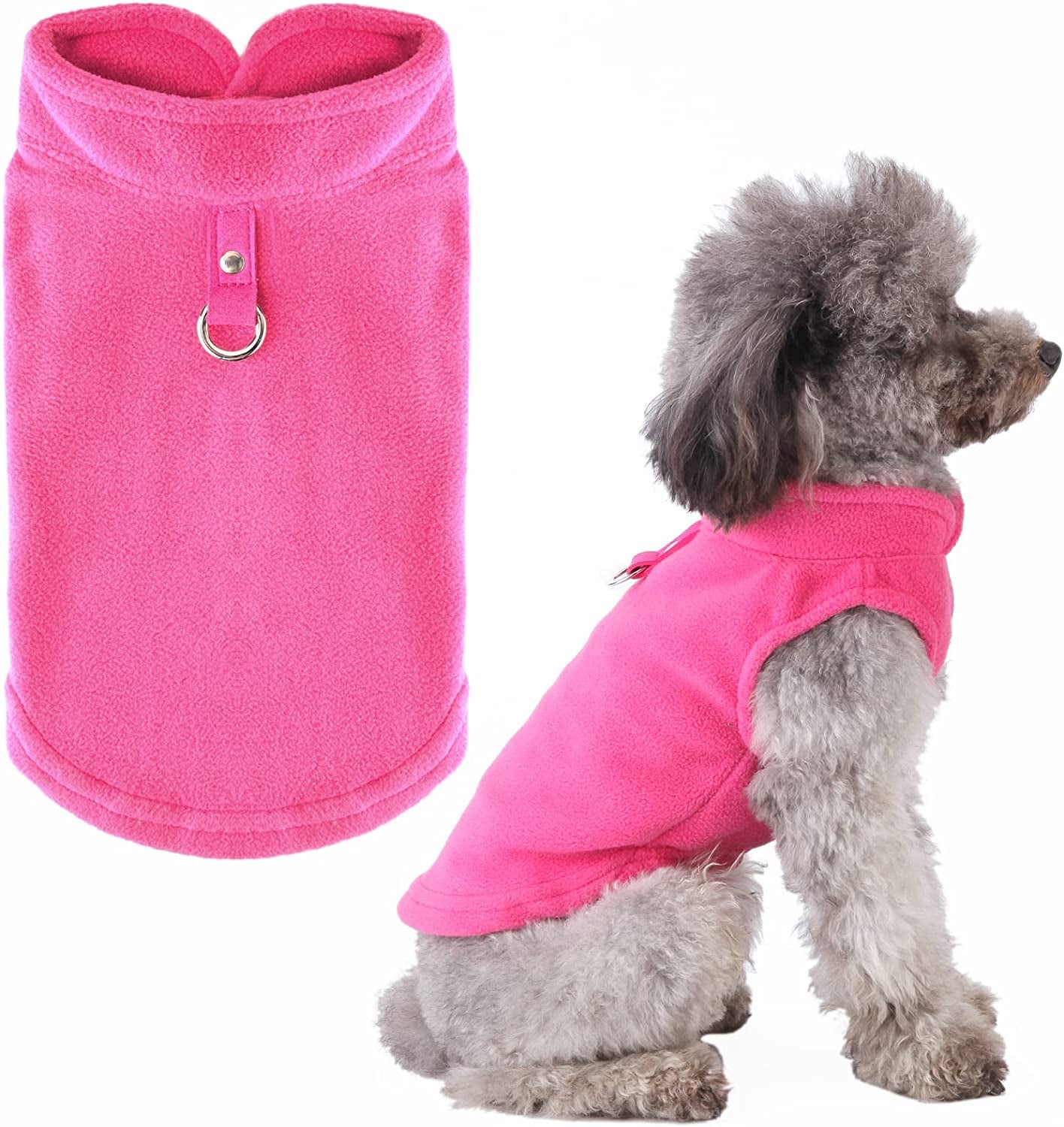 PETCARE Small Dog Sweater Cat Fleece Vest Soft Dog Jacket with Leash O-Ring Winter Warm Pet Pullover Coat Puppy Clothes for Small Dogs Cats Chihuahua Apparel Shih Tzu Costume, Grey Animals & Pet Supplies > Pet Supplies > Dog Supplies > Dog Apparel PETCARE Pink XL (Suggest 17-28 lbs) 