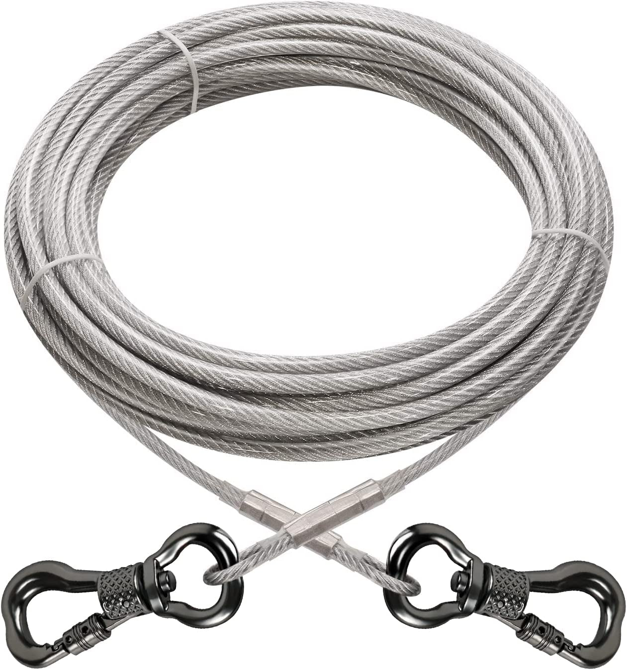 Xiaz Dog Tie Out Cable, 60 FT Dog Runner Cable with Swivel Hook, Dog Leash Run Trolley for Yard Outdoor and Camping, Rust- Proof Training Leash for Small to Medium Pets up to 120 LBS Animals & Pet Supplies > Pet Supplies > Dog Supplies > Dog Apparel XiaZ Silver 250lbs 20ft 