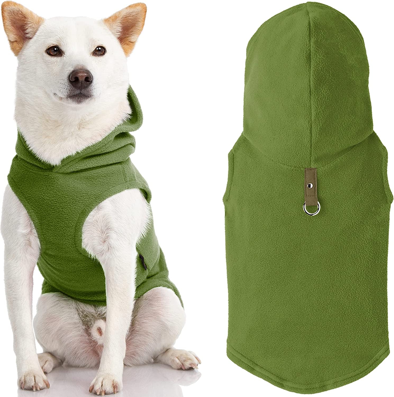 Gooby Fleece Vest Hoodie Dog Sweater - Pink, Medium - Warm Pullover Dog Hoodie with O-Ring Leash - Winter Hooded Small Dog Sweater - Dog Clothes for Small Dogs Boy or Girl, and Medium Dogs Animals & Pet Supplies > Pet Supplies > Dog Supplies > Dog Apparel Inafiction USA, Inc. dba Gooby Pet Fashion Green 1 Medium