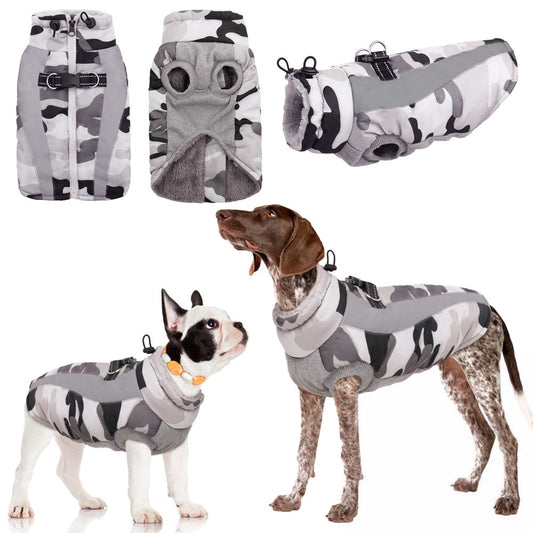 IDOMIK Warm Dog Winter Coat Cold Weather Dog Jacket Reflective Fleece Camouflage Dog Coat Outdoor Windproof Padded Vest for Small Medium Large Dogs Animals & Pet Supplies > Pet Supplies > Dog Supplies > Dog Apparel IDOMIK XL Gray 