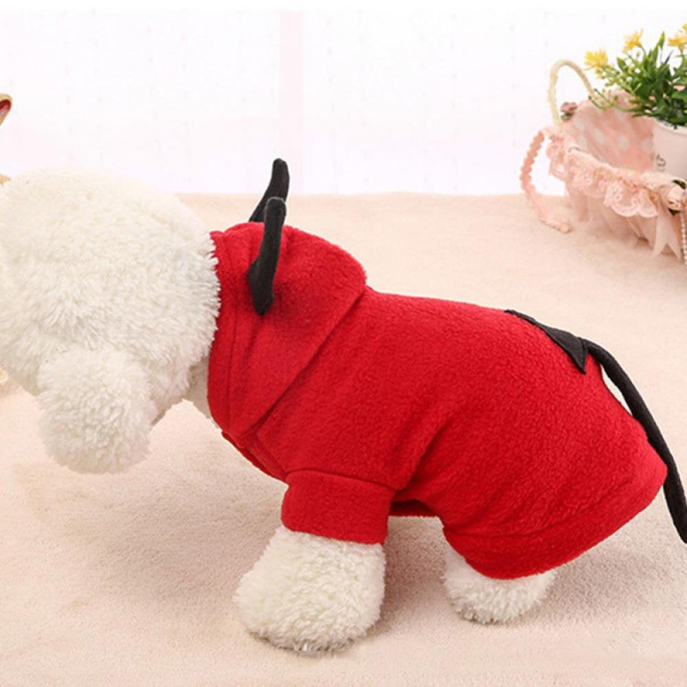Dog Costume Devil Bull'S Horns Design Pet Halloween Hoodies Theme Party Hooded Winter Warm Coat for Small Medium Dogs Cats Pet Apparel Animals & Pet Supplies > Pet Supplies > Cat Supplies > Cat Apparel Canopy   