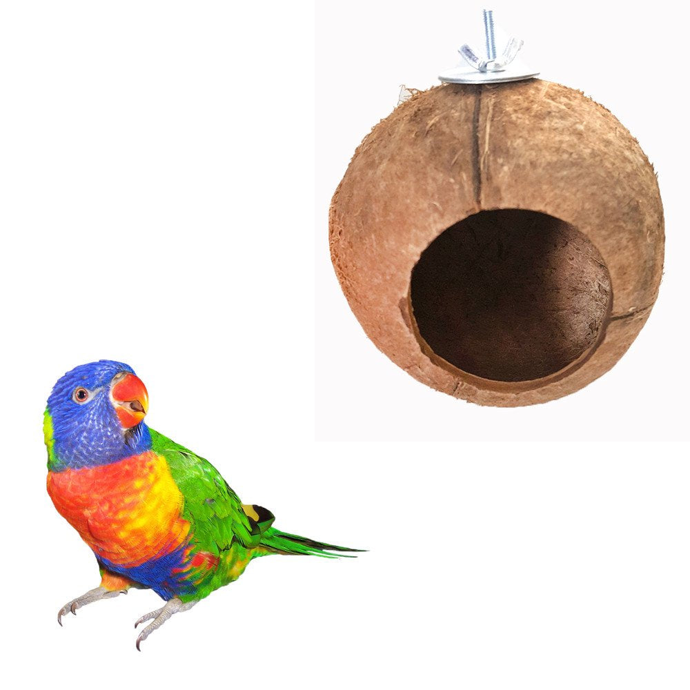 Pet Others Natural Coconut Shell Bird Nest House Hut Cage Feeder Pet Parrot Parakeet Toy Animals & Pet Supplies > Pet Supplies > Bird Supplies > Bird Toys Mnycxen   