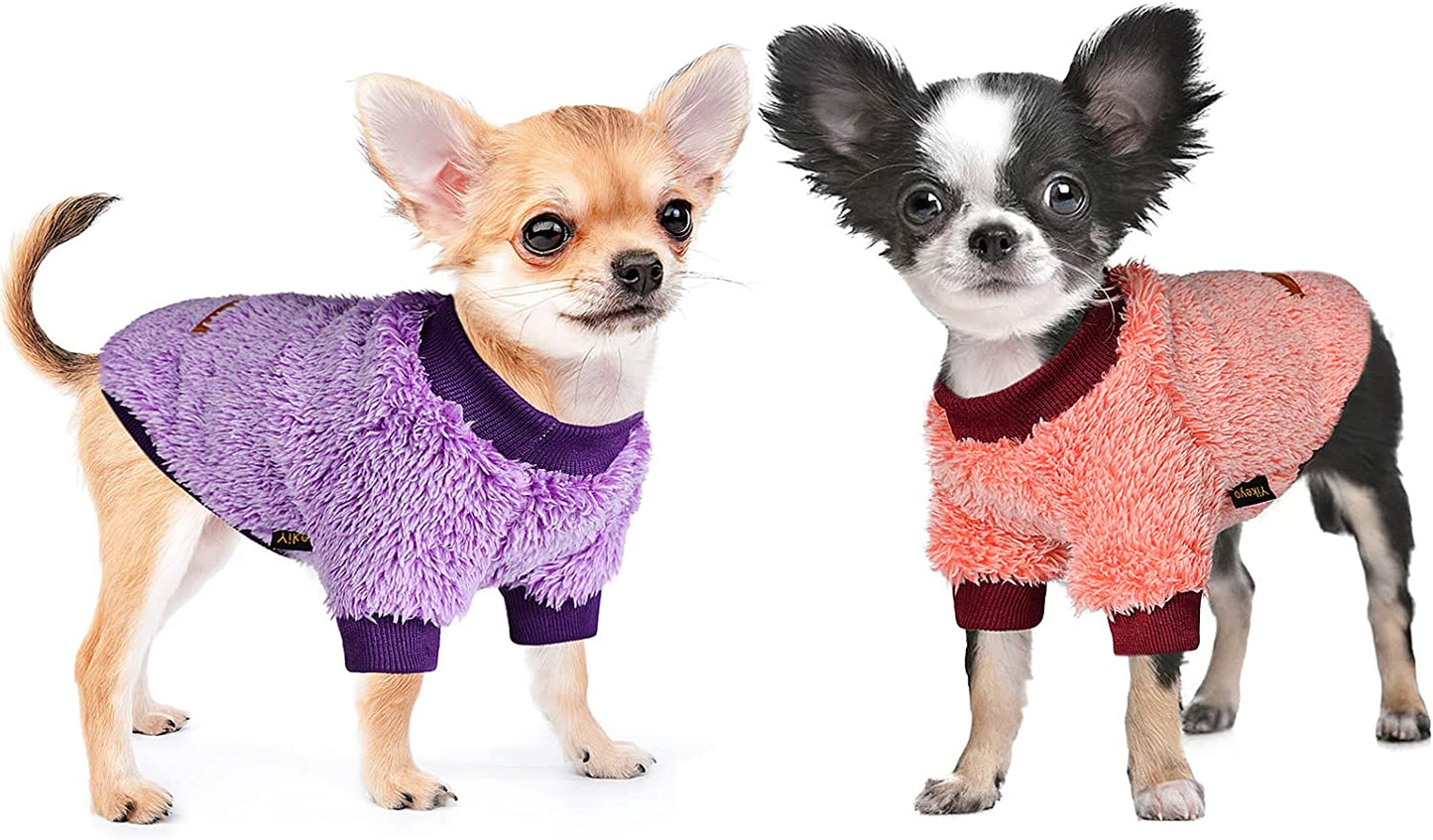 2 Pieces Valentine'S Day Dog Sweater, Chihuahua Sweater Fleece Clothes, XS Dog Clothes Winter Warm Puppy Sweaters Boys Girls Tiny Dog Outfits for Teacup Yorkie (X-Small) Animals & Pet Supplies > Pet Supplies > Dog Supplies > Dog Apparel Sebaoyu   