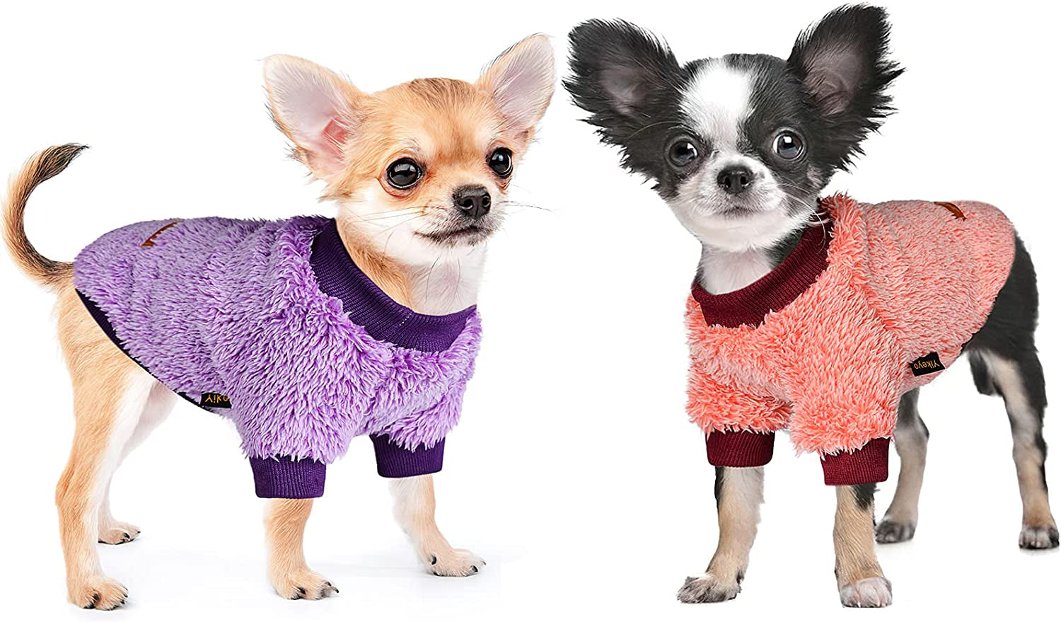 2 Pieces Valentine'S Day Dog Sweater, Chihuahua Sweater Fleece Clothes, XS Dog Clothes Winter Warm Puppy Sweaters Boys Girls Tiny Dog Outfits for Teacup Yorkie (X-Small) Animals & Pet Supplies > Pet Supplies > Dog Supplies > Dog Apparel Sebaoyu   