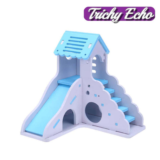 Hamster House Toys Small Animal Hideout Slide DIY Gerbil Hut Villa Viewing Deck Ladder Cage Habitat Decor Accessories for Dwarf Syrian Hamster Animals & Pet Supplies > Pet Supplies > Small Animal Supplies > Small Animal Habitats & Cages KOL PET   