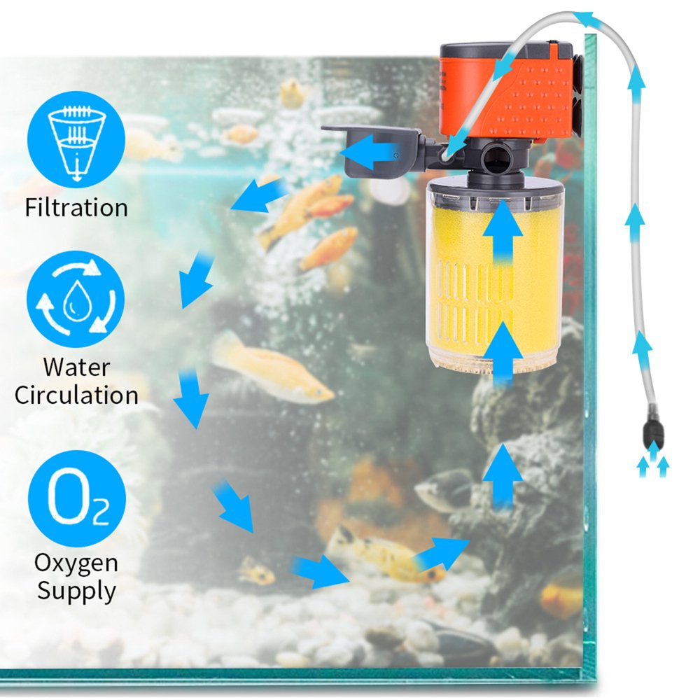 Betterz Submersible Fish Tank 3-In-1 Filter Pump Oxygen Supply Water Circulation Device Animals & Pet Supplies > Pet Supplies > Fish Supplies > Aquarium Filters BetterZ   