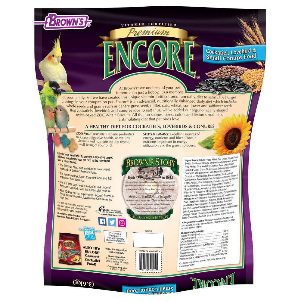 Encore Premium Cockatiel Food, 8 Lb. Animals & Pet Supplies > Pet Supplies > Bird Supplies > Bird Food F.M. Brown's Sons, Inc.   