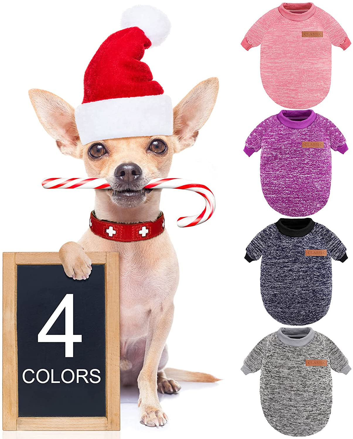 4 Pieces Dog Sweater Winter Pet Clothes Cozy Dog Outfit Soft Cat Sweater Dog Sweatshirt for Small Dog Puppy Kitten Cat（Pink, Purple, Grey, Navy Blue, L） Animals & Pet Supplies > Pet Supplies > Dog Supplies > Dog Apparel Weewooday   