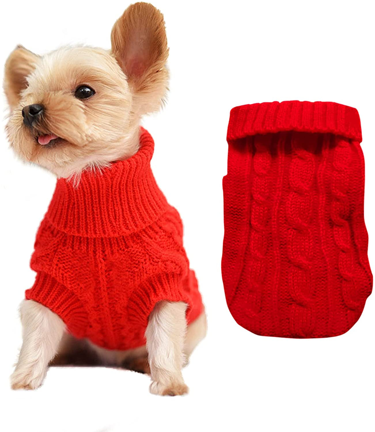 Dog Sweaters for Small Dogs, Pet Sweaters Classic Knitwear Winter Girl Boys Dog Clothes Chihuahua Coat Warm Puppy Costume Clothing Cute Doggie Sweater Apparel for Yorkie Christmas Animals & Pet Supplies > Pet Supplies > Dog Supplies > Dog Apparel SVVOOD Red XXL (8-15lb) Chest 17in, Back 13in 