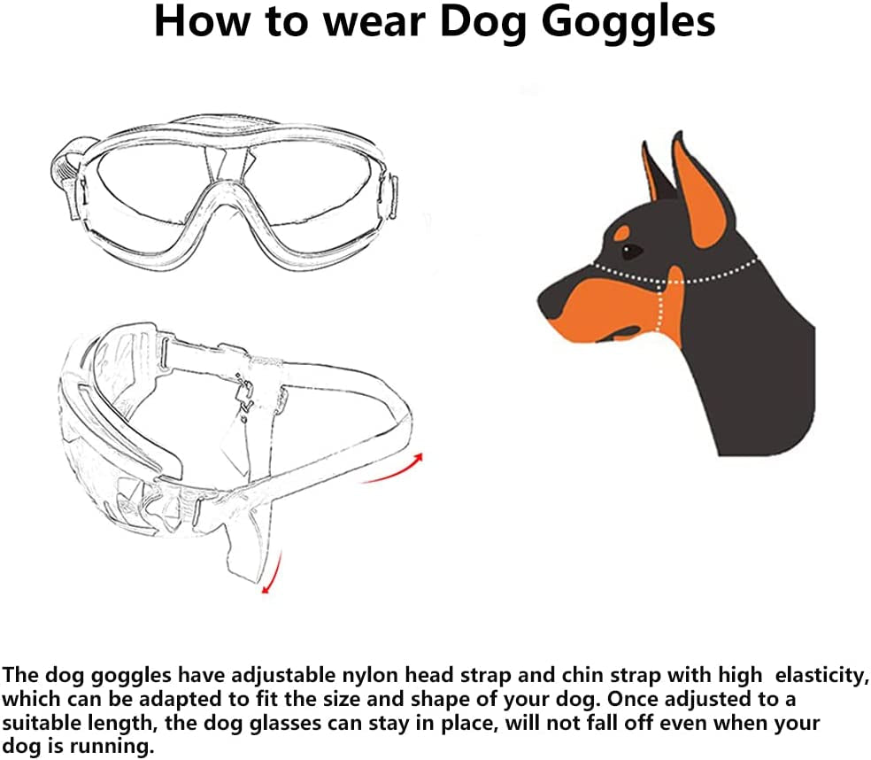 OUTGIK Dog Goggles UV Protection Sunglasses for Medium Large Dogs Windproof Outdoor Pet Glasses Adjustable Dog Sunglasses for Travel Skiing Animals & Pet Supplies > Pet Supplies > Dog Supplies > Dog Apparel OUTGIK   