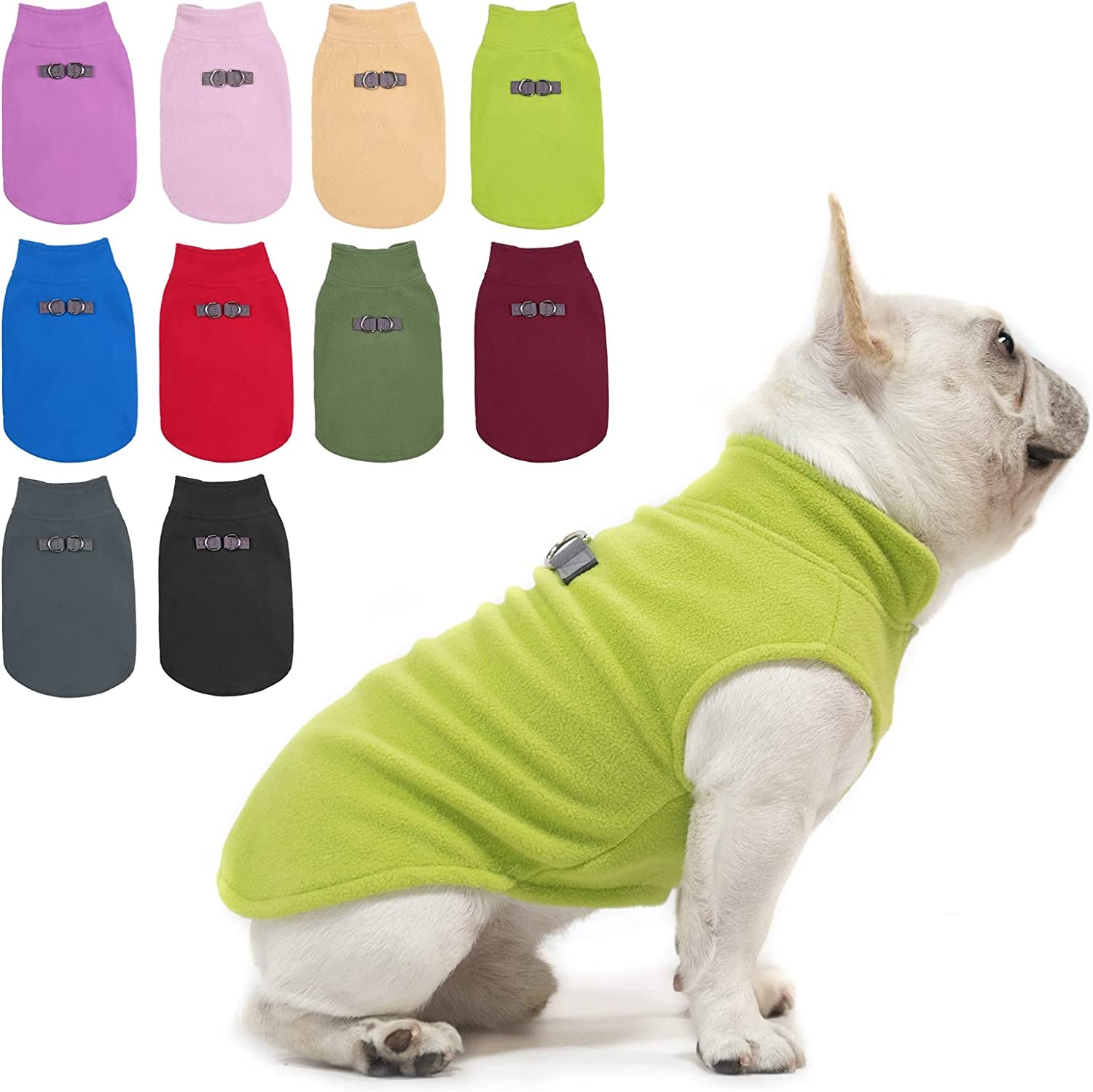 BEAUTYZOO Dog Fleece Vest Sweater Winter Jacket for Small and Medium Dogs with D-Ring Leash Cold Weather Coat Hoodie for XS S M Dogs Boy or Girls Animals & Pet Supplies > Pet Supplies > Dog Supplies > Dog Apparel BEAUTYZOO GREEN Medium 