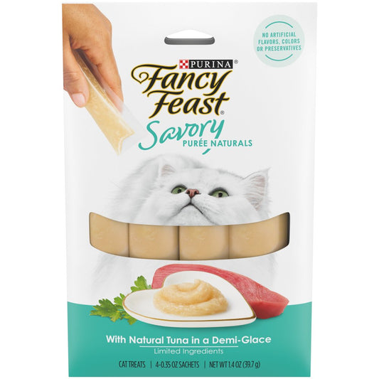 Fancy Feast Squeezable Cat Treats Tube, Savory Puree Naturals with Natural Tuna in a Demi-Glace, 1.4 Oz. Box Animals & Pet Supplies > Pet Supplies > Cat Supplies > Cat Treats Nestlé Purina PetCare Company   