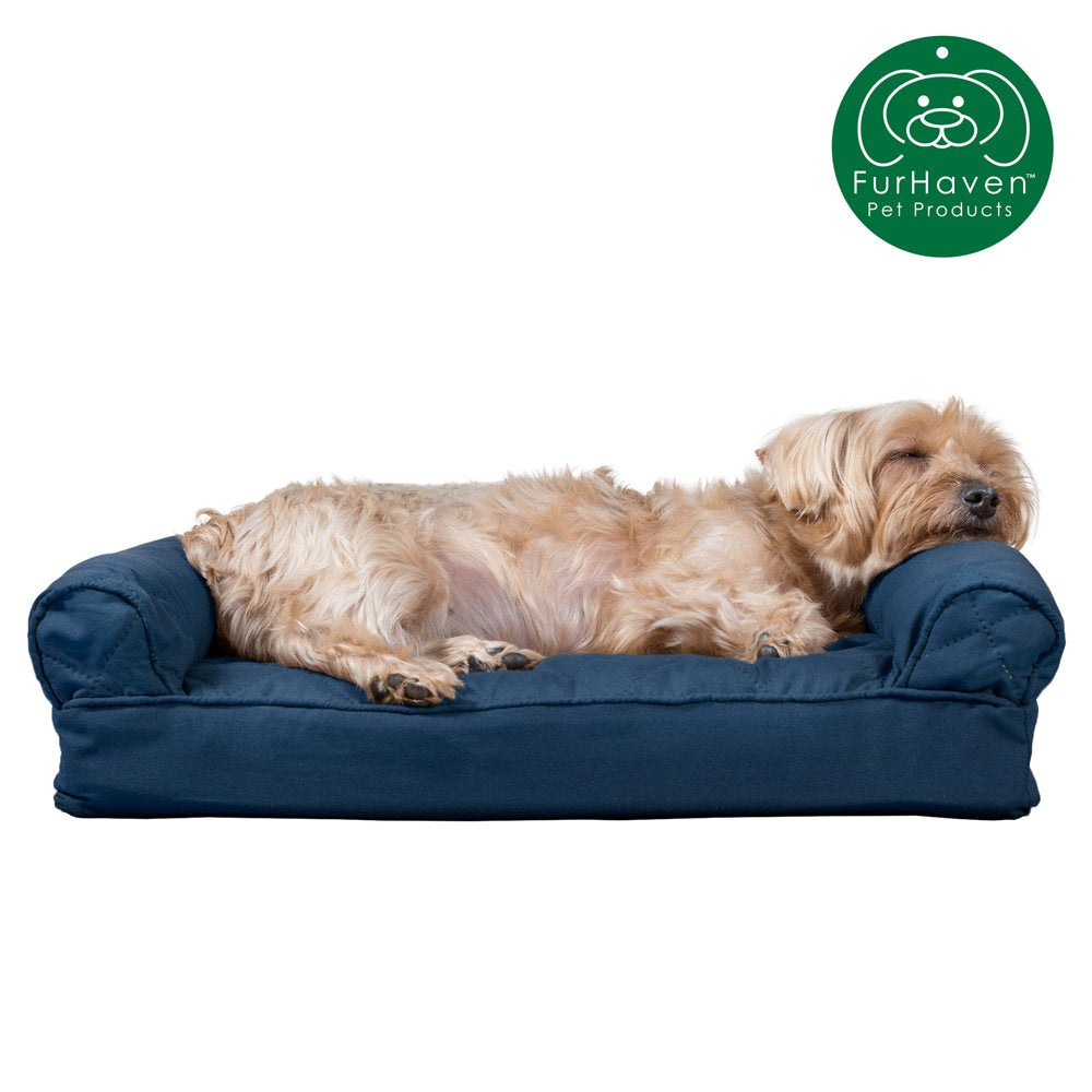 Furhaven Pet Products | Quilted Pillow Sofa Pet Bed for Dogs & Cats, Navy, Medium Animals & Pet Supplies > Pet Supplies > Cat Supplies > Cat Beds FurHaven Pet Products S Navy 