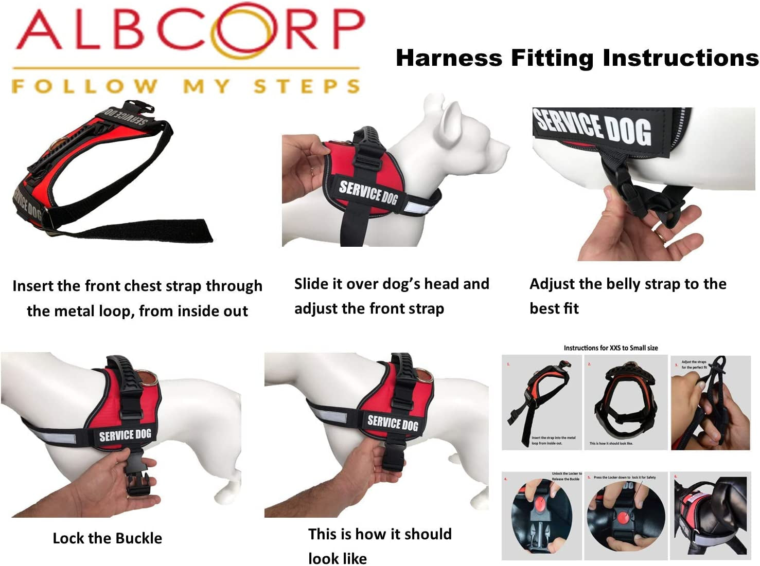 ALBCORP Emotional Support Dog Vest - Reflective Harness with Adjustable Straps and 2 Hook and Loop Removable Patches, Woven Polyester & Nylon, Comfy Mesh Padding, Sturdy Handle. Small, Red Animals & Pet Supplies > Pet Supplies > Dog Supplies > Dog Apparel ALBCORP   