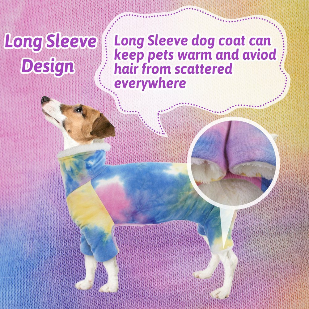 ROZKITCH Dog Pajamas Turtleneck Onesie Soft Breathable Stretchy Cotton Winter Coat Rainbow Tie Dye Shirt 4 Lges Basic Jumpsuit Clothes Apparel Outfit for Puppy and Cat Small Medium Large Dog Animals & Pet Supplies > Pet Supplies > Dog Supplies > Dog Apparel ROZKITCH   