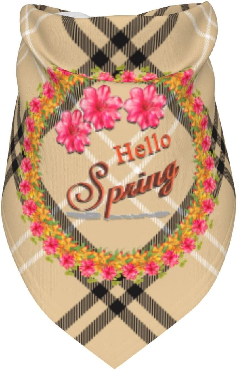 Hello Spring Floweral Circle Frame Pet Dog and Cat Decorative Triangle Scarf,Dog Bandana,Breathable and Stain Resistant. Animals & Pet Supplies > Pet Supplies > Dog Supplies > Dog Apparel ZALTAS   