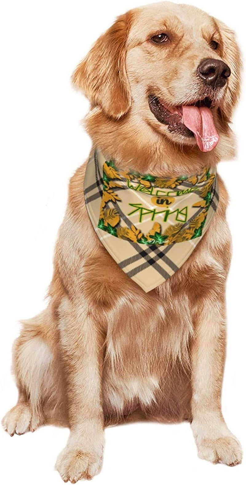 Welcome in Spring Hello Leaf Pet Dog and Cat Decorative Triangle Scarf,Dog Bandana,Breathable and Stain Resistant. Animals & Pet Supplies > Pet Supplies > Dog Supplies > Dog Apparel ZALTAS   