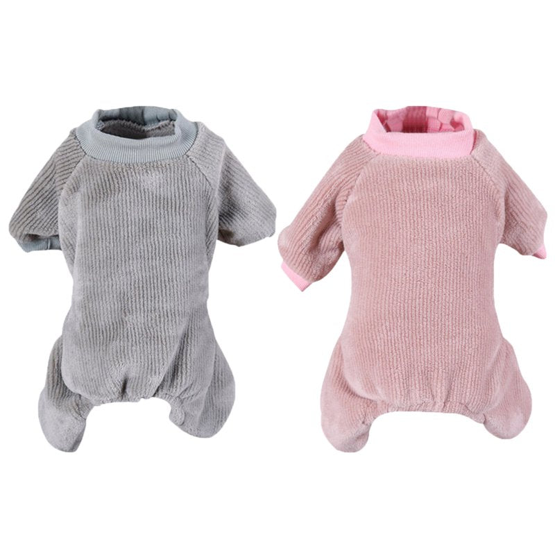 Popvcly 2 Pack Dog Pajamas Flannel Dog Onesie Warm Pet Clothes Soft Dog Pjs Dog Apparel Dog Jumpsuit Jammies with Legs for Pet Dog Cat, Gray+Pink, L Animals & Pet Supplies > Pet Supplies > Dog Supplies > Dog Apparel Popvcly L Gray+Pink 