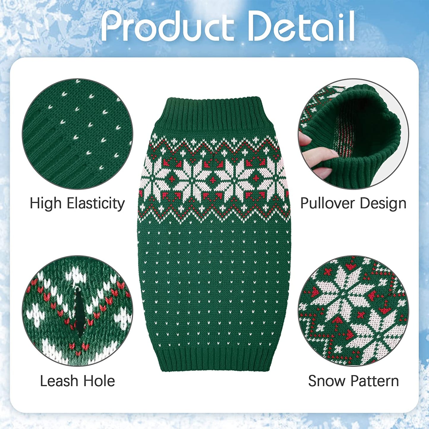 Kuoser Dog Cat Sweater, Holiday Christmas Snowflake Pet Warm Knitwear Dog Sweater Soft Puppy Clothing Dog Winter Coat, Dog Turtleneck Cold Weather Outfit Pullover for Small Medium Dogs Cats Animals & Pet Supplies > Pet Supplies > Dog Supplies > Dog Apparel Kuoser   