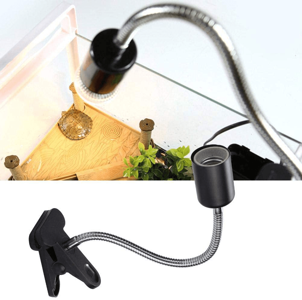 40Cm Long Reptile Heat Lamp Fixture Holder Clamp with 360°Rotatable Clip & Power Adapter for Reptiles for Pet Habitat Heat Light Bulbs/Lamps