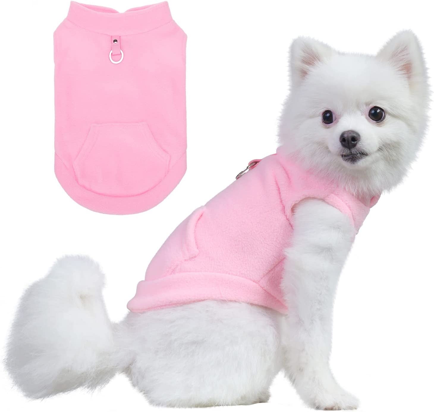 EXPAWLORER Polar Fleece Vest Dog Clothes - Fall Dog Sweater Pet Clothing, Warm Soft Pullover Sleeveless Dog Jacket with Small Pocket, Cold Winter Coat for Small Medium Large Dogs (Red, M) Animals & Pet Supplies > Pet Supplies > Dog Supplies > Dog Apparel HAOBO Light Pink Small 