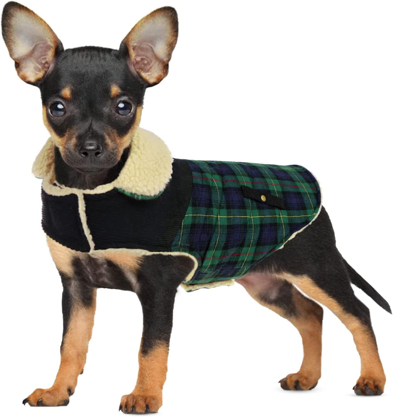 Preferhouse Winter Coat for Small and Medium Dogs, Puppy Plaid Jacket, Cotton Coat for Cold Weather, Windproof Warm Dog Garments, Pet Thickened Outfits Indoor Outdoor, Red XS Animals & Pet Supplies > Pet Supplies > Dog Supplies > Dog Apparel Preferhouse Green Medium 