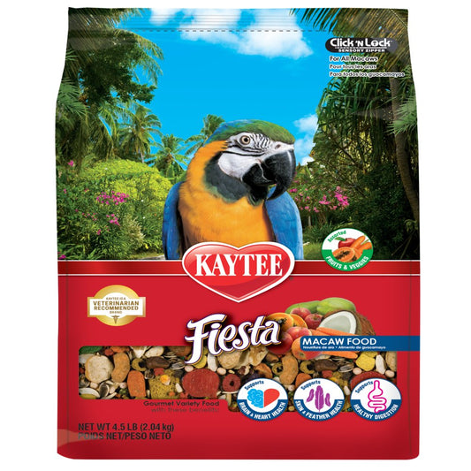 Kaytee Fiesta Macaw Bird Food 4.5 Lb, Fortified Gourmet Diet Animals & Pet Supplies > Pet Supplies > Bird Supplies > Bird Food Central Garden and Pet   