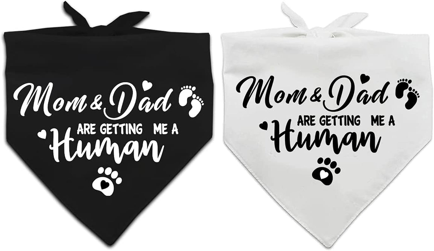 Mom&Dad Are Getting Me a Human, Gender Reveal Photo Prop Pet Scarf Decorations Accessories Dog Bandana, Pet Accessories for Dog Lovers, Pack of 2 Animals & Pet Supplies > Pet Supplies > Dog Supplies > Dog Apparel Yangmics Direct   