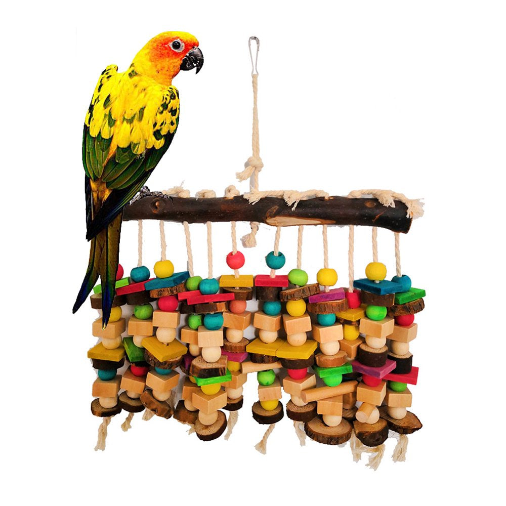 UDIYO Big Medium Parrot Building Block Wooden Ladder Stand Perch Bar Bird Rope Pet Toy Animals & Pet Supplies > Pet Supplies > Bird Supplies > Bird Ladders & Perches UDIYO   
