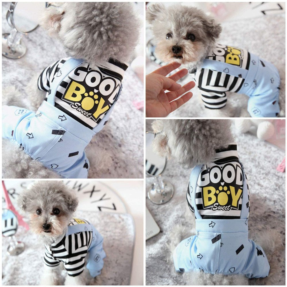 Dog Jumpsuit, Striped Puppy Pajamas, Cute Doggie Kitten Onesies Pjs Jumpers, Soft Cotton Shirt, 4 Legs Apparel Pet Clothes Outfits for Small Medium Large Dogs Cats Kitty Boy Girl Animals & Pet Supplies > Pet Supplies > Dog Supplies > Dog Apparel Peralng   