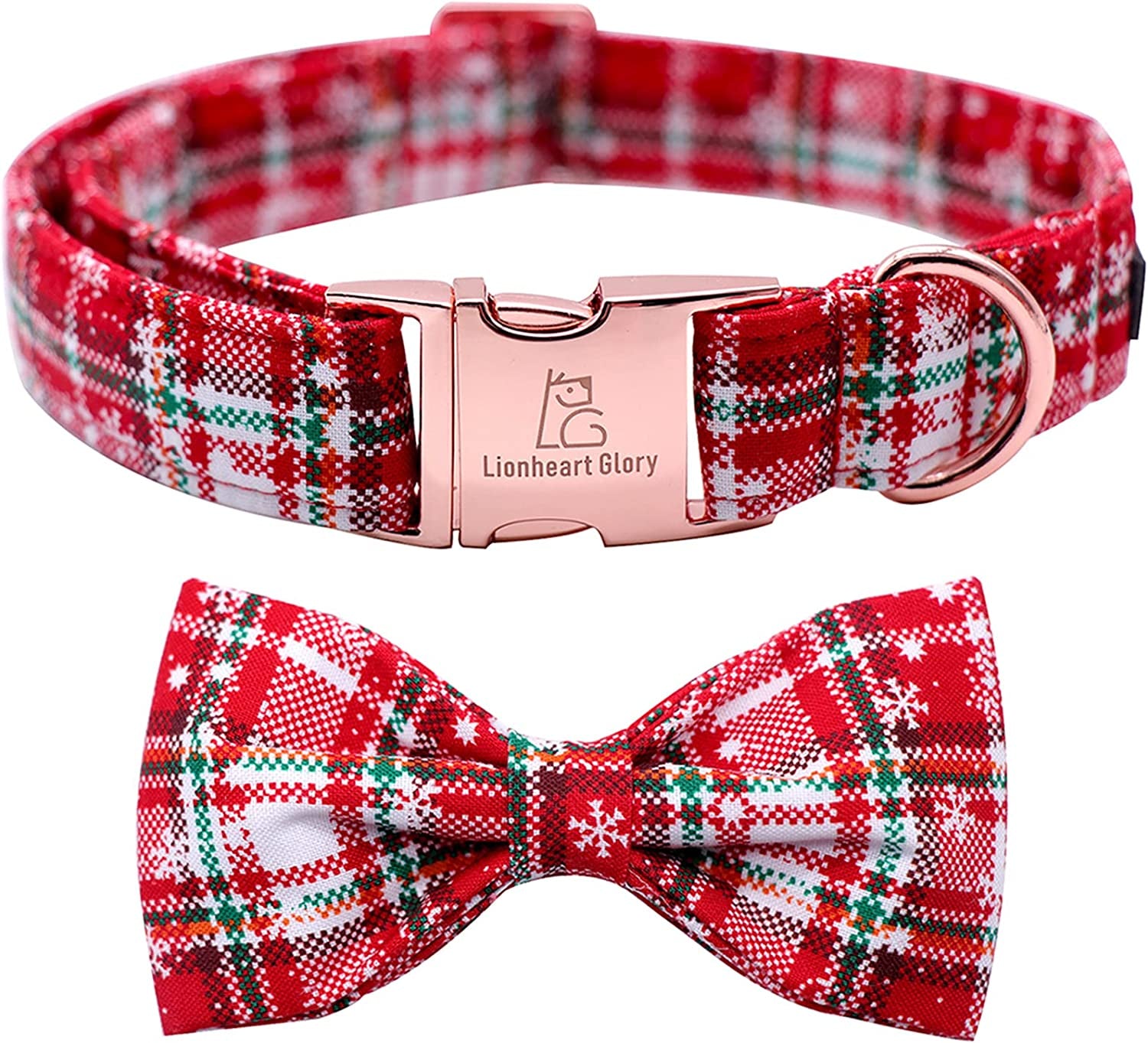 Lionheart Glory Floral Rose Print Dog Collar Adjustable Soft Dog Collar with Bowtie, Girl Pet Collars for X-Small Small Medium Large Dogs Animals & Pet Supplies > Pet Supplies > Dog Supplies > Dog Apparel Lionheart glory A:Christmas Red X-Small (Pack of 1） 