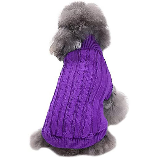 Jecikelon Small Dog Sweaters Knitted Pet Cat Sweater Warm Dog Sweatshirt Dog Winter Clothes Kitten Puppy Sweater (Purple, Large） Animals & Pet Supplies > Pet Supplies > Dog Supplies > Dog Apparel Jecikelon L Purple 